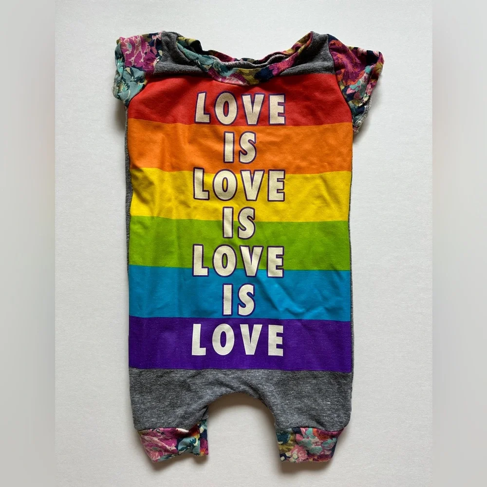 Handmade Love is Love T-shirt Baby Floral Rainbow Romper - Mountain Babes